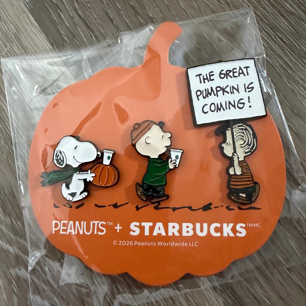 Peanuts + Starbucks 2026 PIN SET with 3 New, Limited Edition Collectibles * PSL